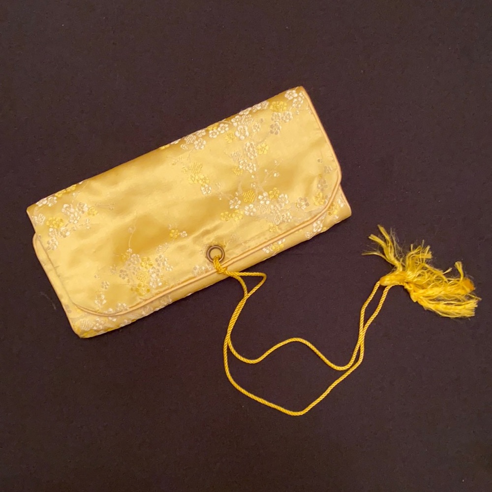 Yellow Satin Jewelry Roll